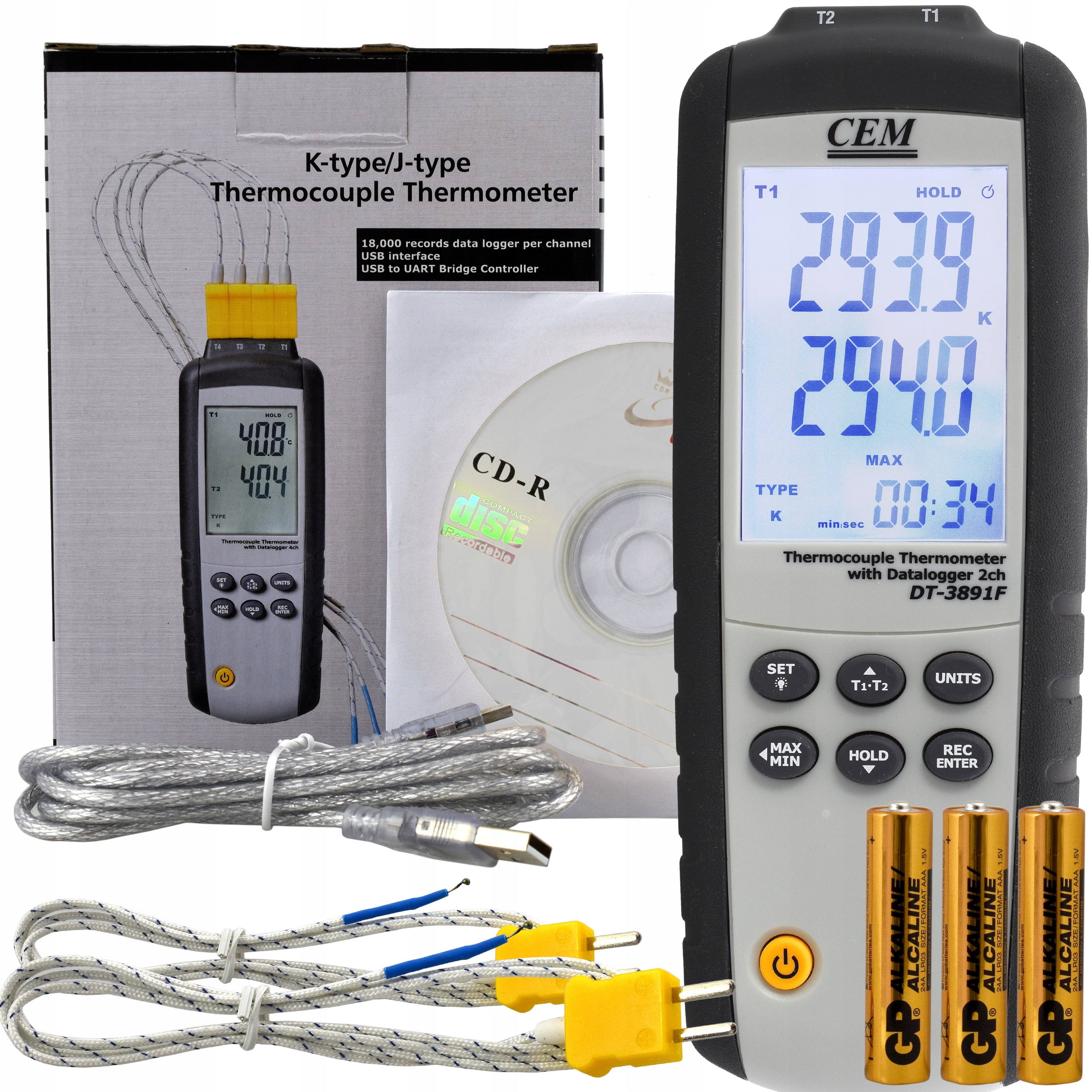 Senzor, teplomer CEM DT-3891F CEM sonda termočlánok KJ